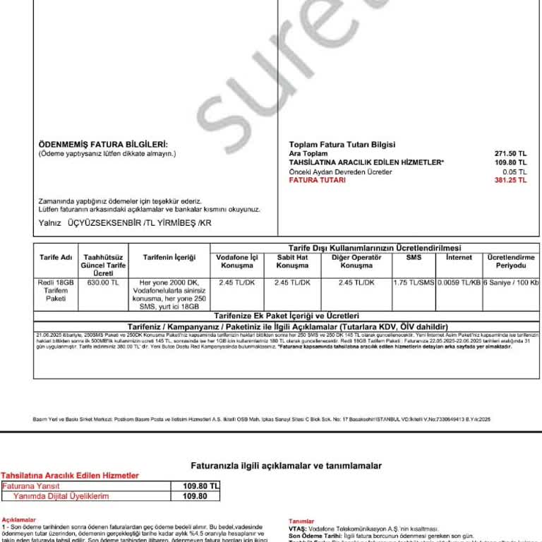 Vodafone’dan Hatalı Fatura Ve Söz Verilen İndirim Yapılmadı
