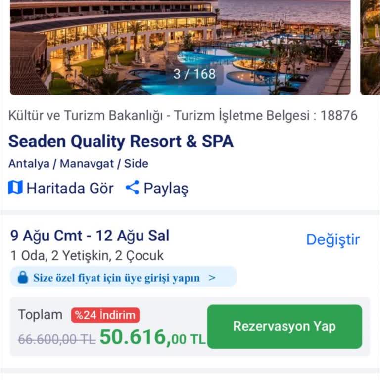 Seaden Quality Resort & SPA Hem Uygun Fiyatı Kaybettim Hem De Konaklama Konusunda Mağduriyet Yaşadım