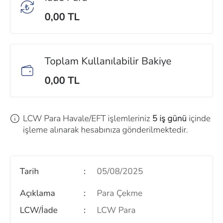 LCW Cüzdan Bakiyesi Transferinde Şeffaflık Ve Bilgilendirme Eksikliği
