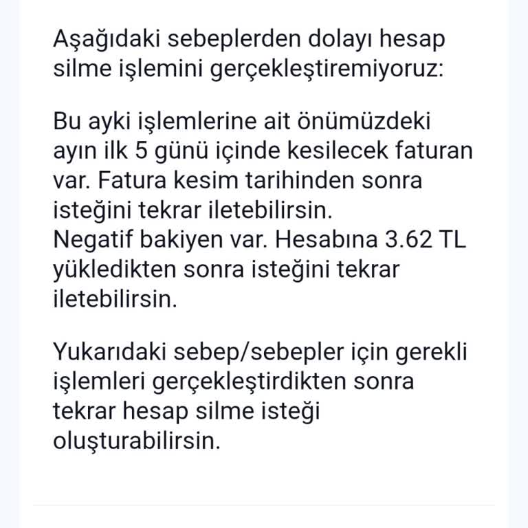 Hesap Kapatmada Eksi Bakiye Nedeniyle Zorunlu Yükleme Ve Müşteri Hizmetleri Sorunu