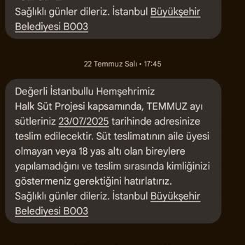 İBB Halk Süt Teslimatı Yapılmıyor, Evde Olmamıza Rağmen 'Evde Yoktunuz' Mesajı Alıyorum