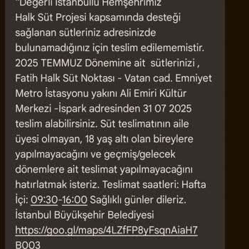 İBB Halk Süt Teslimatı Yapılmıyor, Evde Olmamıza Rağmen 'Evde Yoktunuz' Mesajı Alıyorum