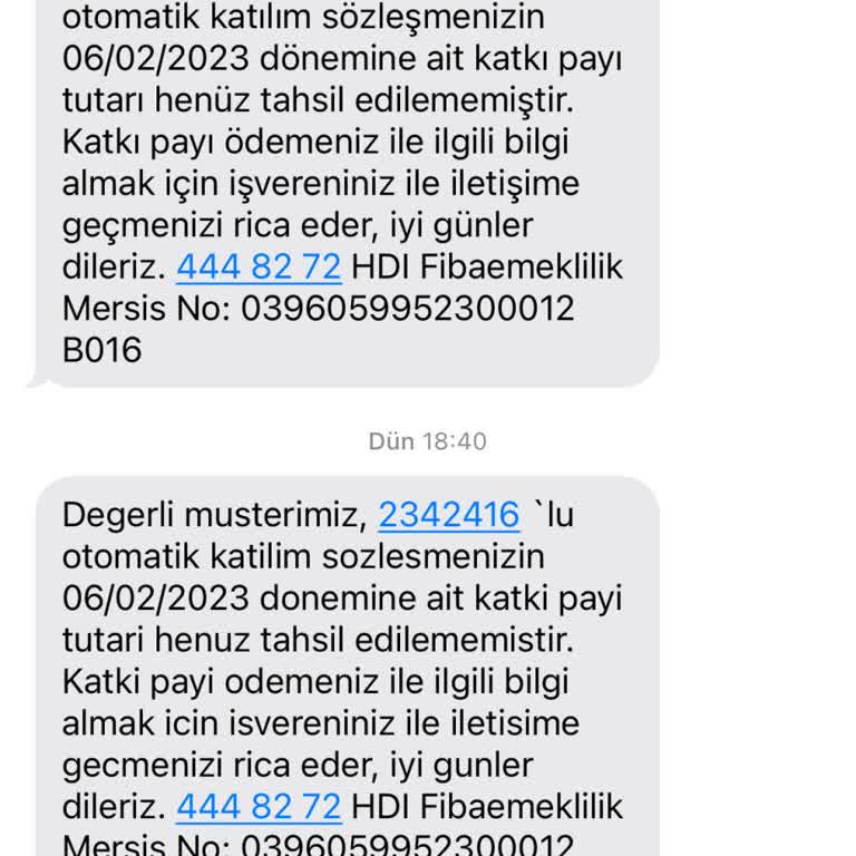 Kullanılmayan BES Sözleşmesi İçin Sürekli Katkı Payı Mesajları Alıyorum
