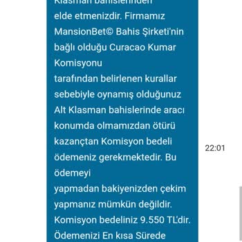 Mansionbet Para Çekme İşleminde Yüksek Ve Açıklamasız Komisyon Mağduriyeti