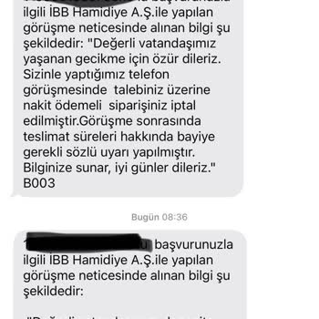 Hamidiye Su Her Siparişte Gecikme
