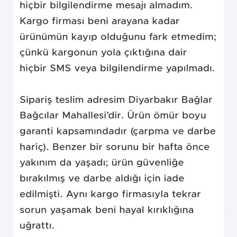 A101 Siparişim Kayboldu Kargo Bilgilendirmesi Yapılmadı