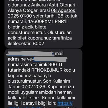 Bilet İptalinde Kupon Tutarı Eksik Yansıtıldı, Mağduriyetimin Giderilmesini İstiyorum