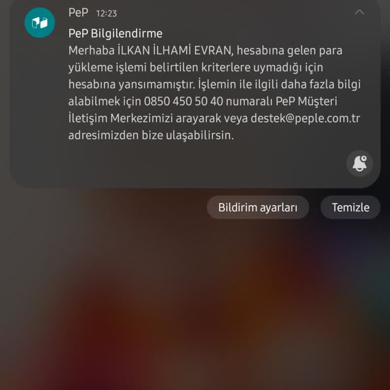 Pep'te Yurt Dışından Gelen Transferler Hesabıma Yansıtılmıyor