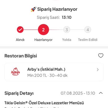 Arby's Siparişim Hazırlanmadı, İptal Edilmedi Ve Mağdur Edildim