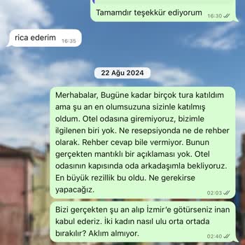 Ödediğim Tur Hizmetini Alamadan Mağdur Edildim Ve Ücret İadesi Talep Ediyorum