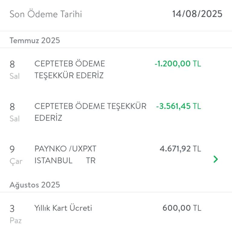 Kredi Kartıma Her Yıl Yansıtılan 600 TL Aidat Ücretinin İadesini Talep Ediyorum