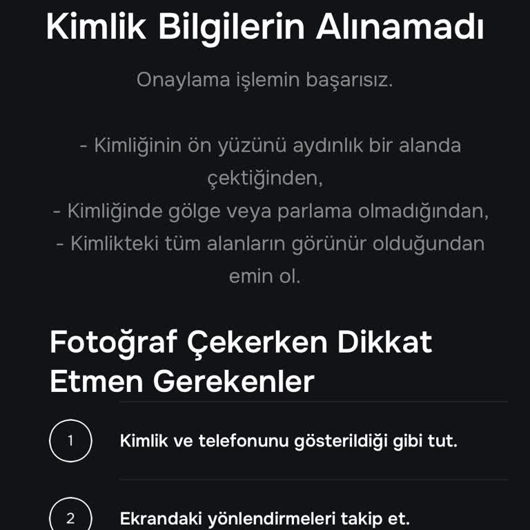 Papara Uygulamasında Kimlik Doğrulama Hatası Nedeniyle Hesap Onaylanmıyor