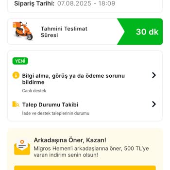 Migros Hemen Siparişim Zamanında Teslim Edilmedi, Yanıltıcı Bilgilendirme Yapıldı
