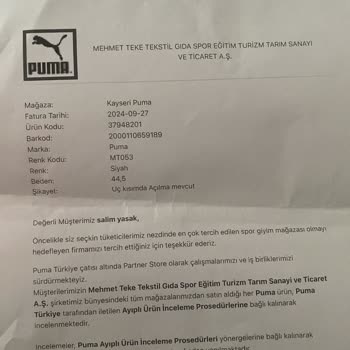 Puma Ürünümdeki Sorun Çözülmedi, Mağdur Edildim