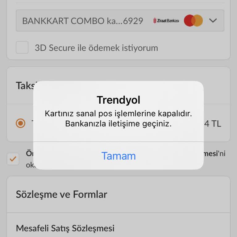 Kredi Kartımın Sanal İşlemlere Kapalı Olması Alışverişimi Engelliyor