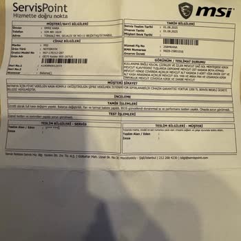 Servis Sonrası Cihazımda Oluşan Hasarların Sorumluluğu Kabul Edilmiyor