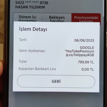 İzinsiz Google Youtube Premium Üyelik Ücreti Kartımdan Çekildi