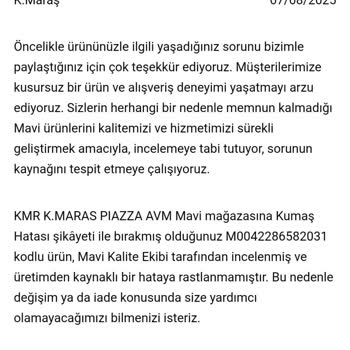 Mavi Mağazasından Aldığım Üründe İlk Giyimde Sararma Ve Çizgiler Oluştu