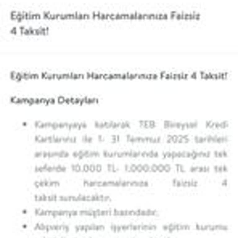 Kampanya Şartlarına Uygun Harcamama Rağmen Taksitlendirme Yapılmadı