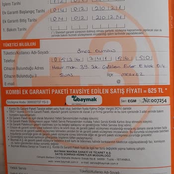 Baymak Kombimde Garanti Süresinde Çıkan Arıza İçin Ücret Talep Edildi
