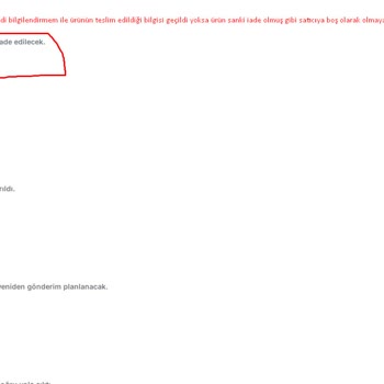 Sürat Kargo Bahçeşehir Şubesinde Teslimat Yapılmadan Kargonun İade Edilmesi