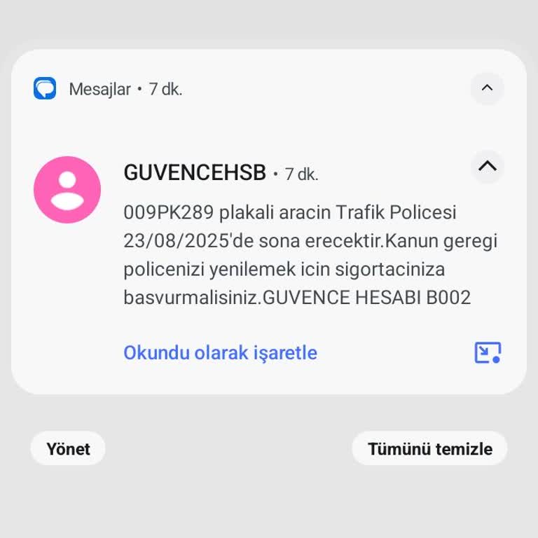 Bana Ait Olmayan Araç İçin İzinsiz SMS Ve Kişisel Veri Endişesi Yaşadım