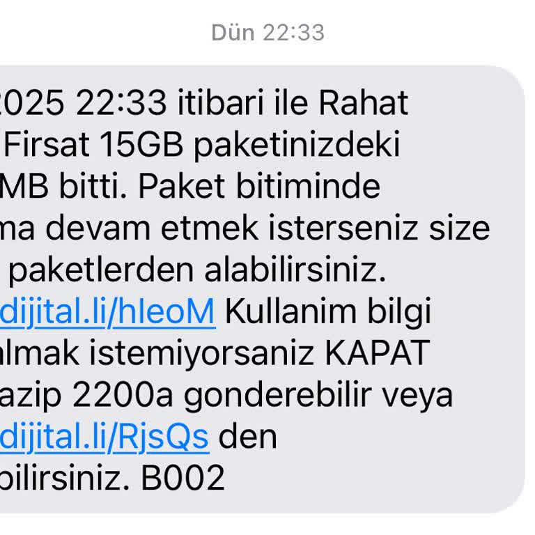 Kısa Sürede Tükenen 15 GB İnternet Paketi İçin Açıklama Ve Çözüm Bekliyorum