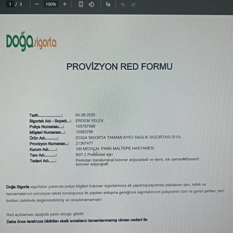 Doğa Sigorta Evrak Süreciyle Mağduriyet Yaşatıyor