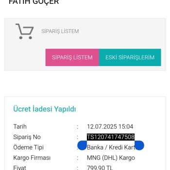 Yanlış Ürün Gönderildi, Kargo Ücretim İade Edilmedi