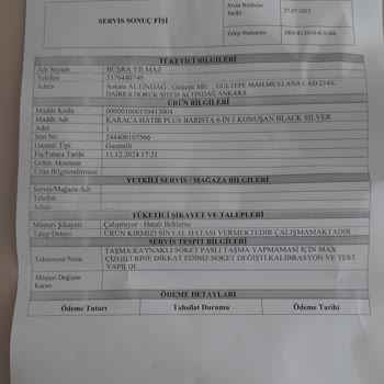 Arızalı Kahve Makinesi, Yetersiz Servis Ve Çözülmeyen Sorun