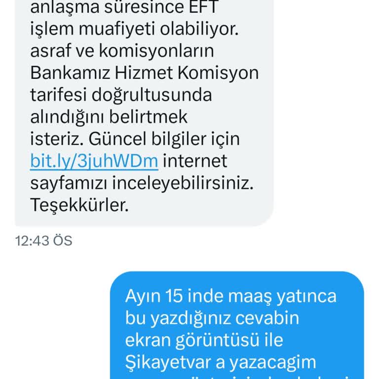 Maaş Müşterisinden Haksız EFT Ücreti Kesilmesi