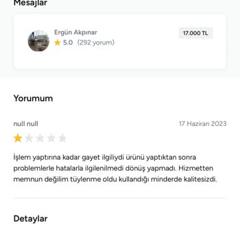 Armut Üzerinden Alınan Koltuk Kaplama Hizmetinde Eksik Ve Kalitesiz İşlem Mağduriyeti