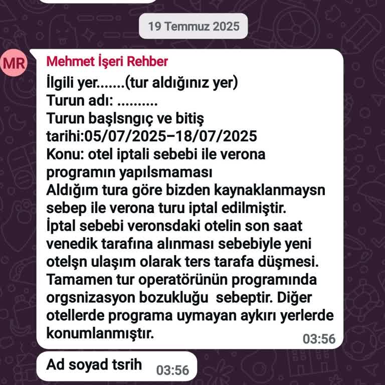 Tur Rehberinin Saygısız Davranışı Ve Yetersiz Rehberlik Hizmeti