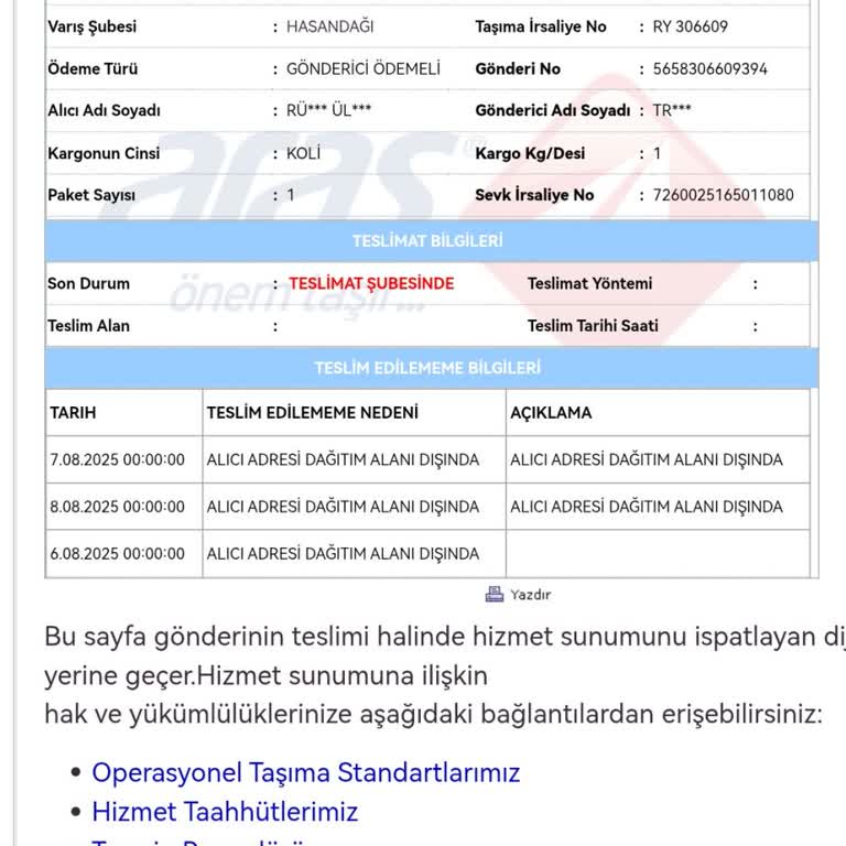 Teslimat Yapılmayan Kargom Haksız Yere İade Edildi Ve Bilgilendirilmedim