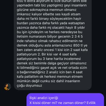 Aldığım İlişki Analizi Hizmetinde Yetersiz İletişim Ve Yetersiz Açıklama