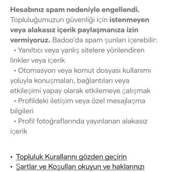 Badoo Hesabım Onaydan Hemen Sonra Haksız Yere Engellendi