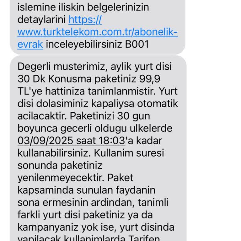 Yurt Dışı Kullanım Açılmıyor SMS Gelmiyor Mağduriyet Yaşıyorum