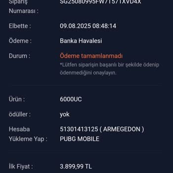 Ödeme Yapıldı, UC Yüklenmedi Ve Destek Alınamadı