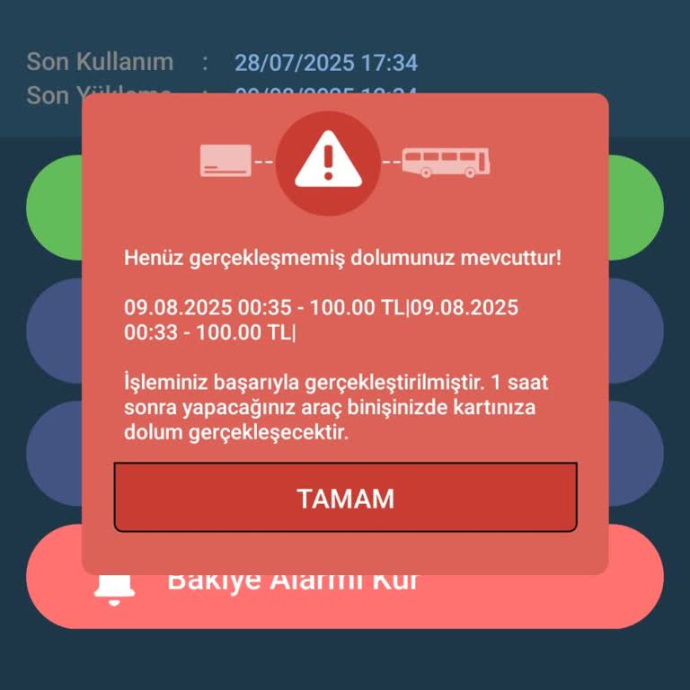 Yüklediğim Bakiye Kentkartıma Geçmedi Mağdur Oldum