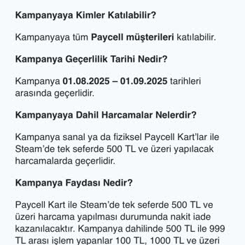 Paycell Kampanya İadesi Yapılmadı