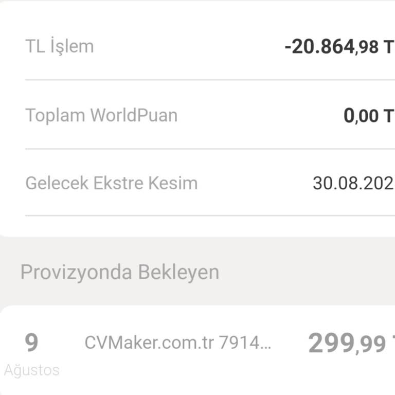 CV Maker İznim ve Onayım Olmadan 299,99 TL Tutarında Bir Ücret Daha Çekti