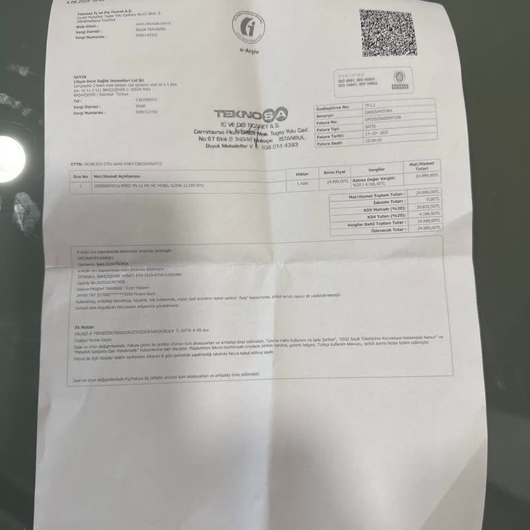 Satın Alınan Yer Kliması Yüksek Sesli Ve Yetersiz Soğutuyor, İade Talebimiz Reddedildi