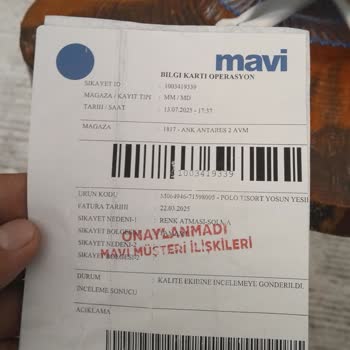 Mavi Mağazasından Alınan Tişörtlerde Hızlı Renk Solması Ve Değişim Sorunu