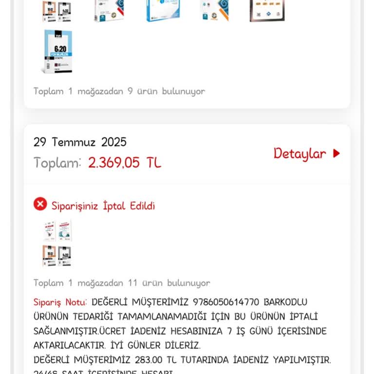 İptal Edilen Siparişim Teslim Edildi, İade Talebime Cevap Verilmiyor