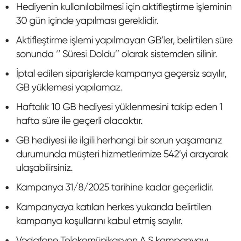 Kampanya Hediye GB Hakkım Tanımlanmadı, Mağduriyet Yaşıyorum