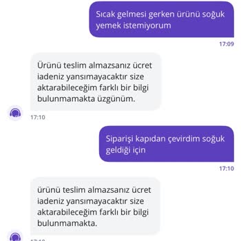 GetirYemek Siparişim Soğuk Ve Geç Geldi, Ücret İadesi Yapılmadı