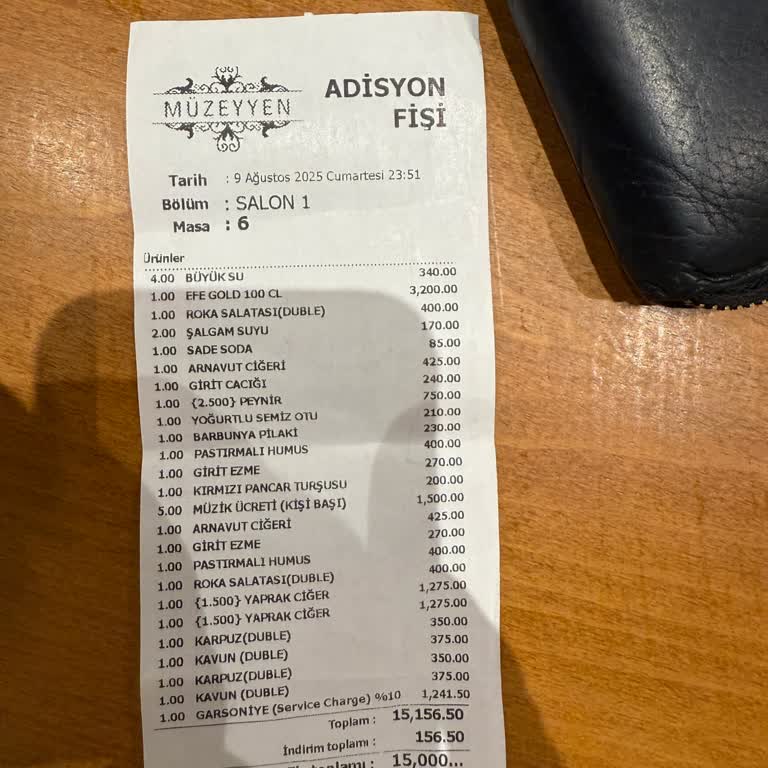 Müzeyyen Restaurant Trabzon’da Yüksek Fiyatlar ve Beklenmedik Ekstra Ücretler