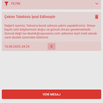Vaycasino'da Çekim Sorunları Ve Hesap Kapatma Talebim Dikkate Alınmıyor
