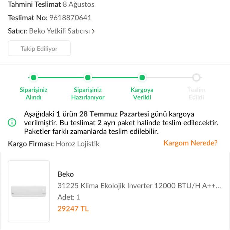 Teslim Edilmeyen Klima İçin İade Talebim Ve Mağduriyetim Giderilmiyor