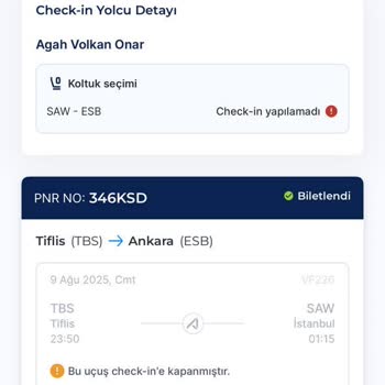 Ajet Online Check-in Sorunu Nedeniyle Büyük Maddi Kayıp Yaşadım